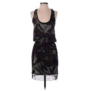 ROBERT RODRIGUEZ Purple and Black Printed Silk and Lace Trim Tank Dress,Nwot, 0